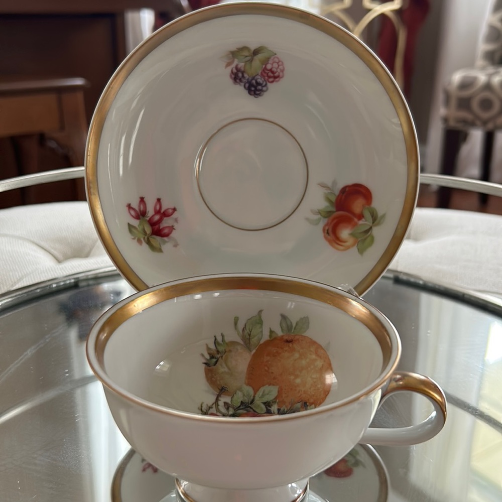 Bavarian Golden Crown (Orchard) Teacup and Saucer